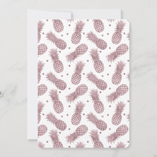 Roos gouden anananas Wedding Invitae Kaart (Achterkant)
