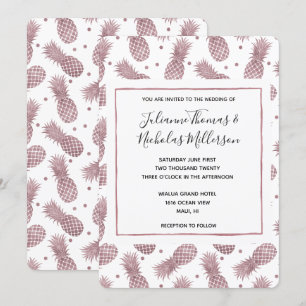 Roos gouden anananas Wedding Invitae Kaart