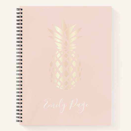  roos gouden anananas & zwarte roze notitieboek (Voorkant)