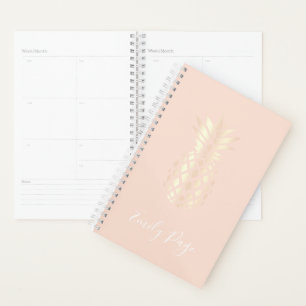  roos gouden anananas & zwarte roze planner