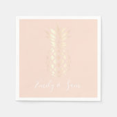 roos gouden anananas & zwarte roze servet (Voorkant)