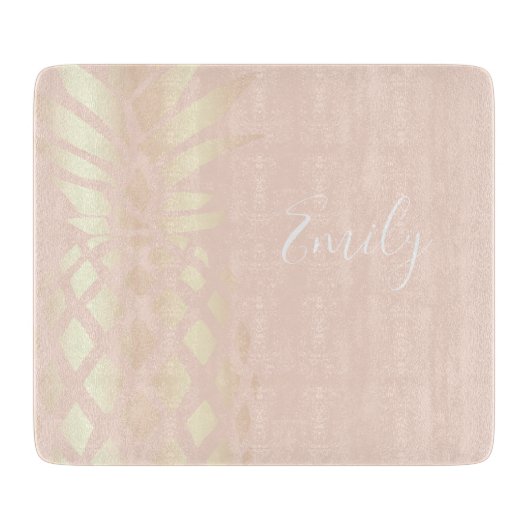  roos gouden anananas & zwarte roze snijplank (Voorkant)