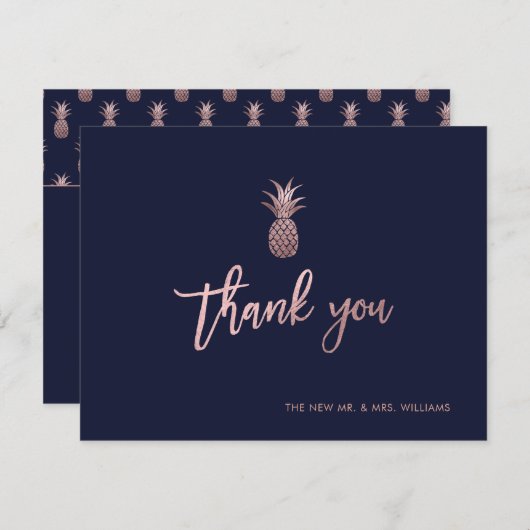Roos Gouden Ananas Bedankt Kaarten (Voorkant / Achterkant)