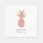 Roos gouden ananas bruiloft cocktail servetten (Voorkant)