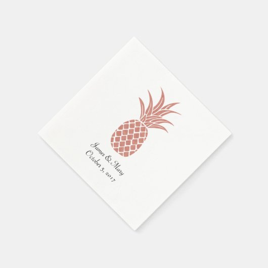 Roos gouden ananas bruiloft cocktail servetten (Hoek)