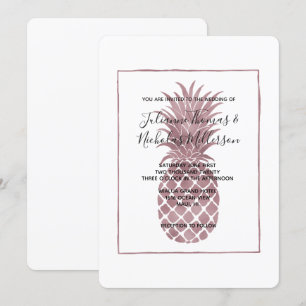 Roos gouden ananas bruiloft uitnodigingen