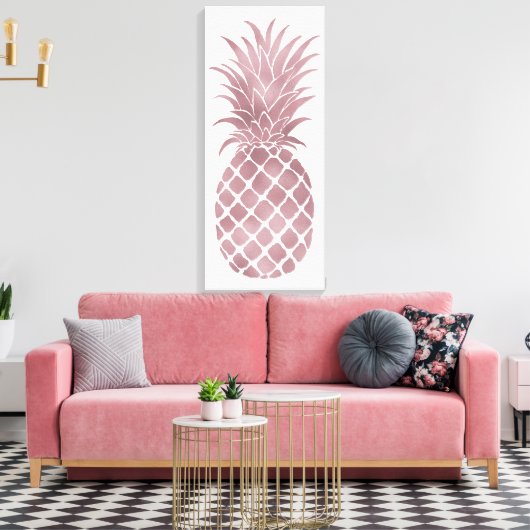 Roos gouden ananas canvas afdruk (Insitu (Woonkamer))
