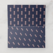 Roos Gouden Ananas DIY Navy Blauw Plaatskaartje (Binnenkant ongevouwen)