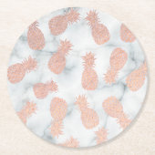 roos gouden ananas op marmer ronde kartonnen onderzetter (Voorkant)