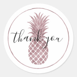 Roos gouden ananas ronde sticker
