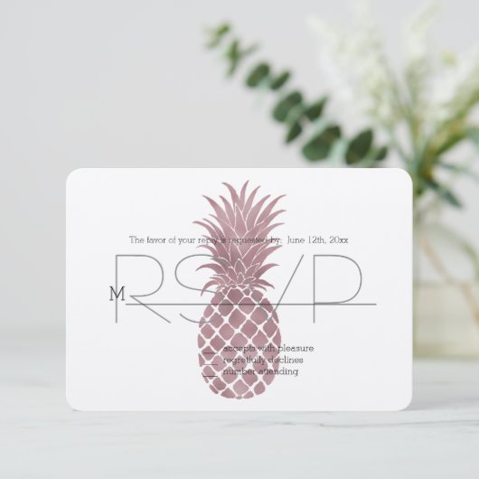 Roos gouden ananas RSVP (Staand voorkant)