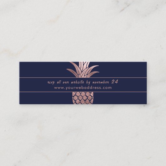 Roos Gouden Ananas Trouwwebsite RSVP Kaarten Mini Visitekaartje (Voorkant)