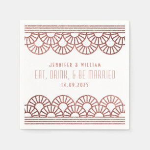 Roos Gouden Art Deco Bruiloft Receptie Servet