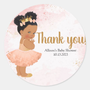 Roos gouden baby prinses klassieke ronde sticker