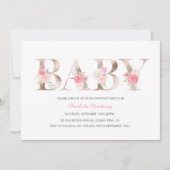 Roos gouden Baby shower Uitnodiging (Voorkant)