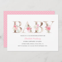 Roos gouden Baby shower Uitnodiging