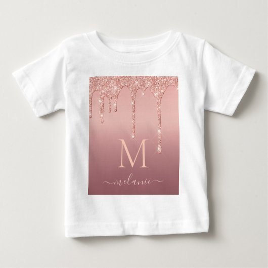Roos Gouden Baby T-Shirt met Aangepaste Letter Naa (Voorkant)