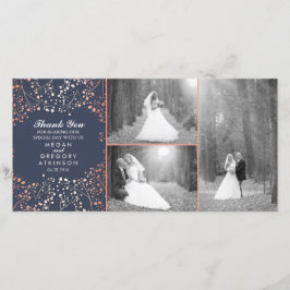 Roos gouden baby's adem bruiloft foto dank u bedankkaart