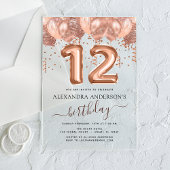 Roos gouden ballonnen 12e verjaardagsfeestje Confe Acryl Uitnodigingen