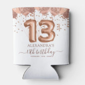 Roos gouden ballonnen 13e verjaardagsfeestje blikjeskoeler (Achterkant)