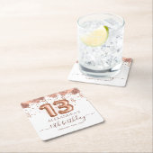 Roos gouden ballonnen 13e verjaardagsfeestje kartonnen onderzetters (Insitu)