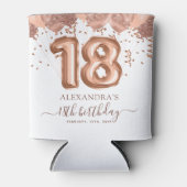 Roos gouden ballonnen 18e verjaardagsfeestje blikjeskoeler (Voorkant)
