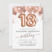 Roos gouden ballonnen 18e verjaardagsfeestje Confe Kaart (Voorkant)