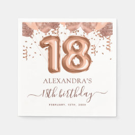 Roos gouden ballonnen 18e verjaardagsfeestje servet