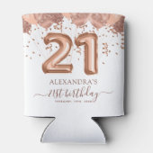 Roos gouden ballonnen 21e verjaardagsfeestje blikjeskoeler (Achterkant)