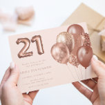 Roos gouden ballonnen 21e verjaardagsfeestje kaart<br><div class="desc">Roos Gouden Ballonnen 21e Verjaardagsfeestuitnodiging Bekijk bijpassend collectie in Niche & Nest Store</div>