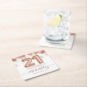 Roos gouden ballonnen 21e verjaardagsfeestje kartonnen onderzetters (Insitu)