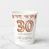 Roos gouden ballonnen 21e verjaardagsfeestje papieren bekers (Achterkant)