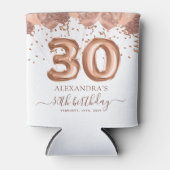 Roos gouden ballonnen 30e verjaardagsfeestje blikjeskoeler (Voorkant)