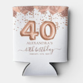 Roos gouden ballonnen 40e verjaardagsfeestje blikjeskoeler (Voorkant)