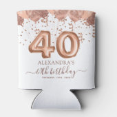 Roos gouden ballonnen 40e verjaardagsfeestje blikjeskoeler (Achterkant)