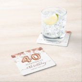 Roos gouden ballonnen 40e verjaardagsfeestje kartonnen onderzetters (Insitu)