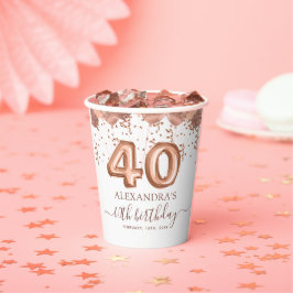 Roos gouden ballonnen 40e verjaardagsfeestje papieren bekers