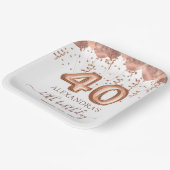 Roos gouden ballonnen 40e verjaardagsfeestje papieren bordje (Gebogen)