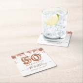 Roos gouden ballonnen 50ste verjaardagsfeestje kartonnen onderzetters (Insitu)