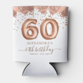 Roos gouden ballonnen 60ste verjaardagsfeestje blikjeskoeler (Voorkant)