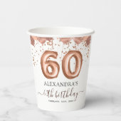 Roos gouden ballonnen 60ste verjaardagsfeestje papieren bekers (Achterkant)