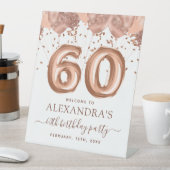 Roos gouden ballonnen 60ste verjaardagsfeestje reclamebord met voetstuk (Insitu)
