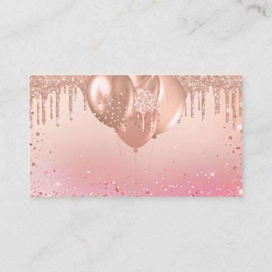 Roos gouden ballonnen baby shower informatiekaartje (Achterkant)