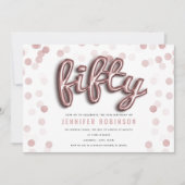 Roos Gouden Ballonnen Glitter 50e Verjaardag Kaart (Voorkant)