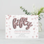 Roos Gouden Ballonnen Glitter 50e Verjaardag Kaart (Staand voorkant)