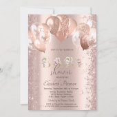 Roos gouden ballonnen glitter Confetti Baby shower Kaart (Voorkant)