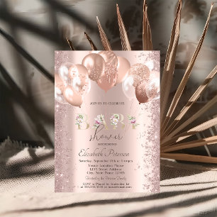 Roos gouden ballonnen glitter Confetti Baby shower Kaart