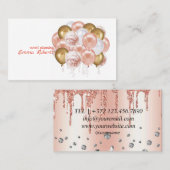 Roos gouden ballonnen Moderne Visitekaartje (Voorkant / Achterkant)