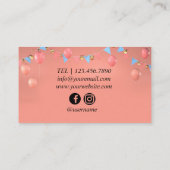 Roos gouden ballonnen Moderne Visitekaartje (Achterkant)