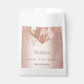 Roos gouden ballonnen monogram verjaardagsfeestje bedankzakje (Voorkant)